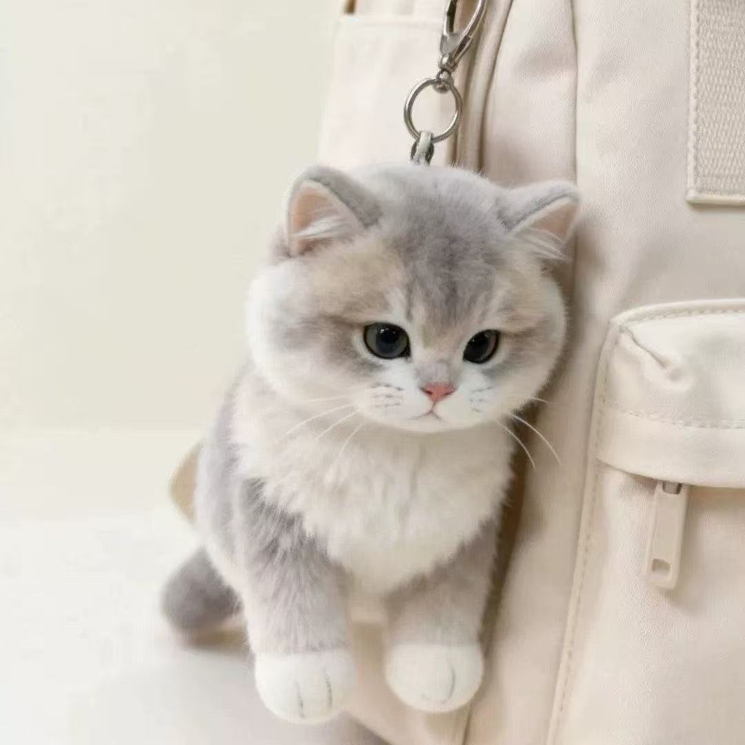 Ultra-Cute Realistic Kitten Plush Keychain