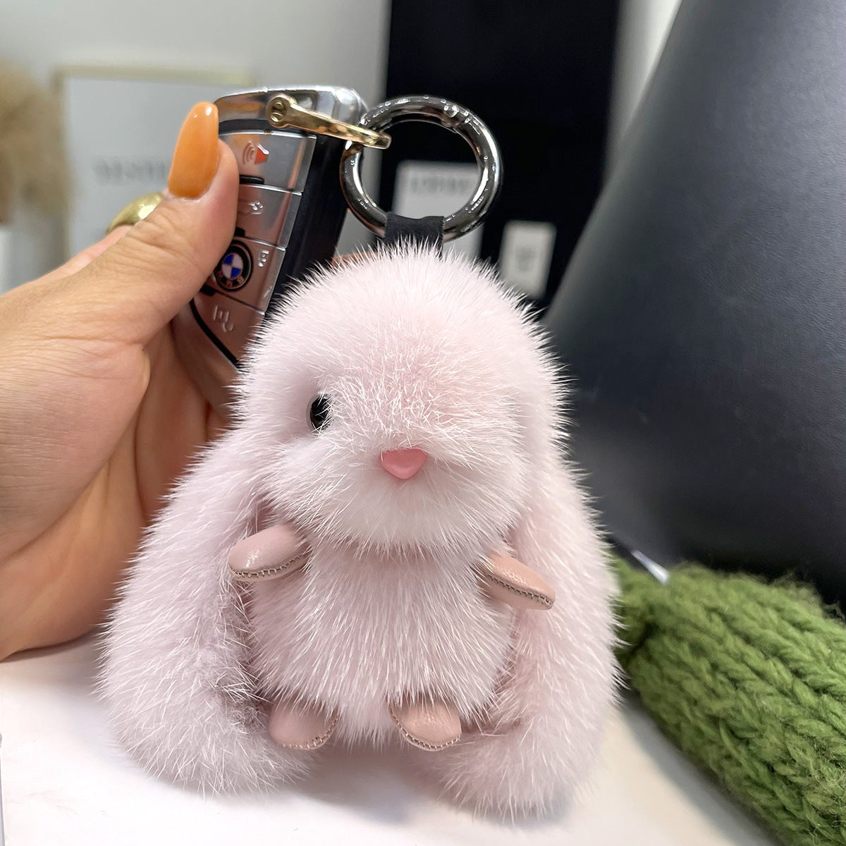 Cute Fluffy Plush Bunny Keychain