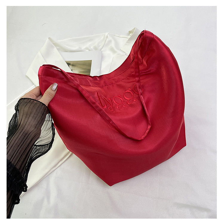 Silky Satin Reversible Commute Shoulder Bag