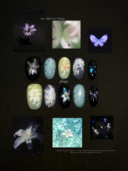 "Dewdrop Lily" Ethereal Press-on Nails