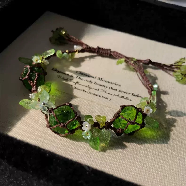 Crystal garland bracelet handwoven bracelet