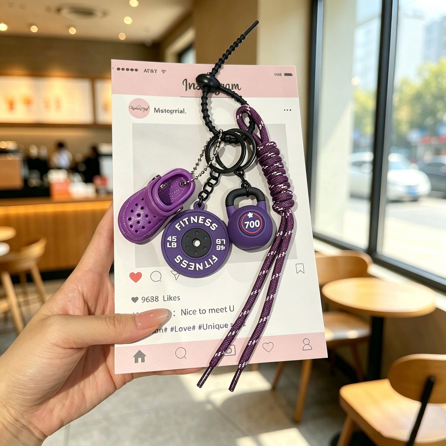 Creative Pink Dopamine Fitness Keychain