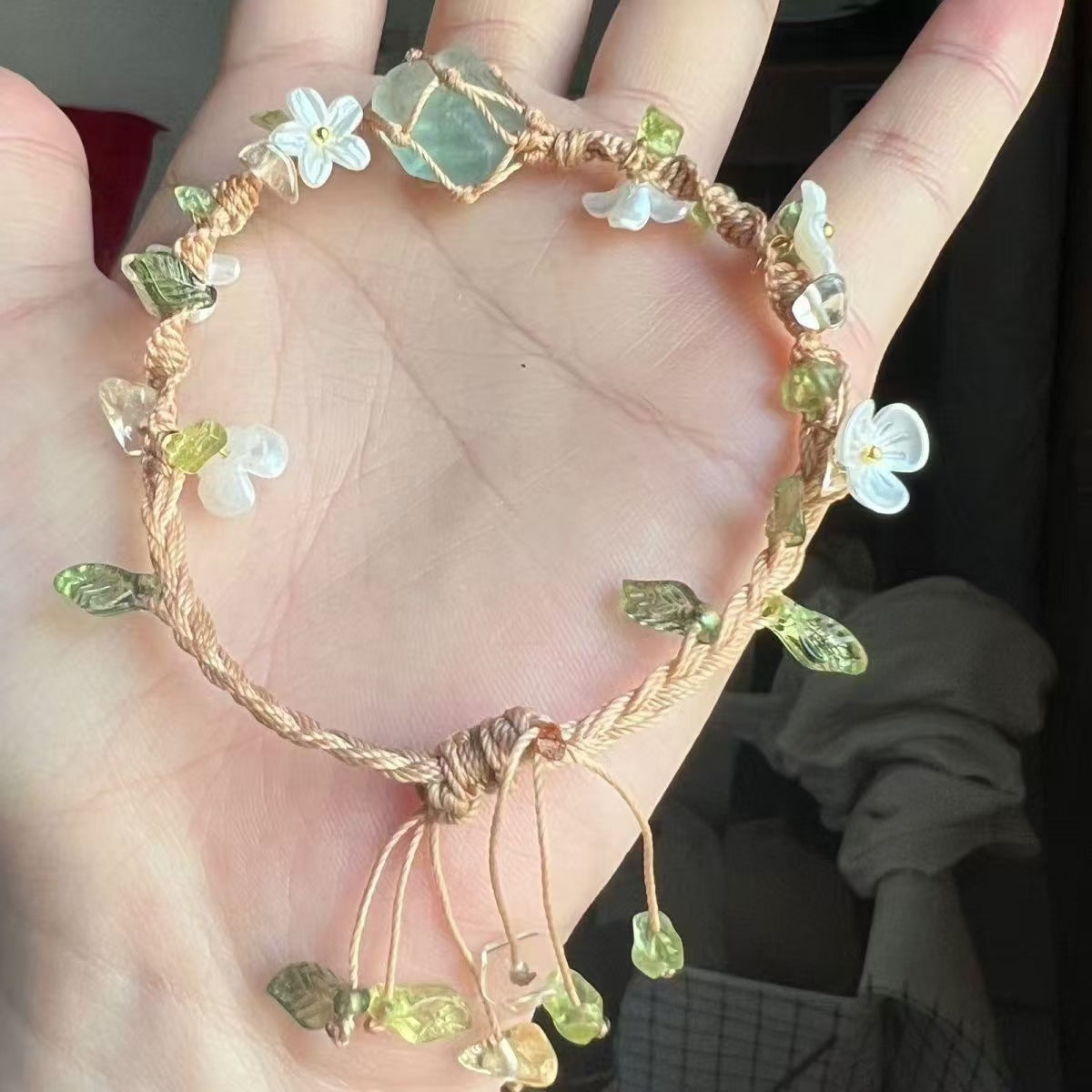 Crystal garland bracelet handwoven bracelet