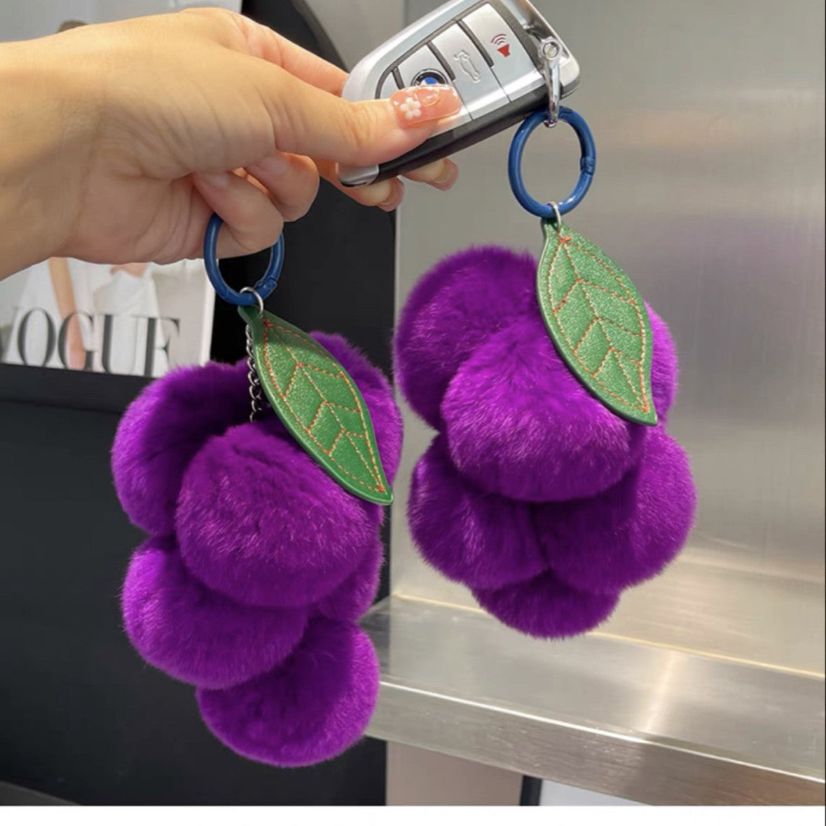 Cute Fluffy Plush Grape Bag Charm