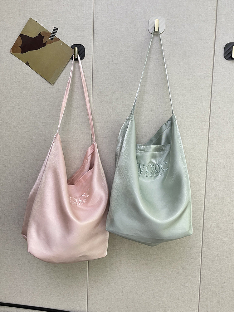 Silky Satin Reversible Commute Shoulder Bag