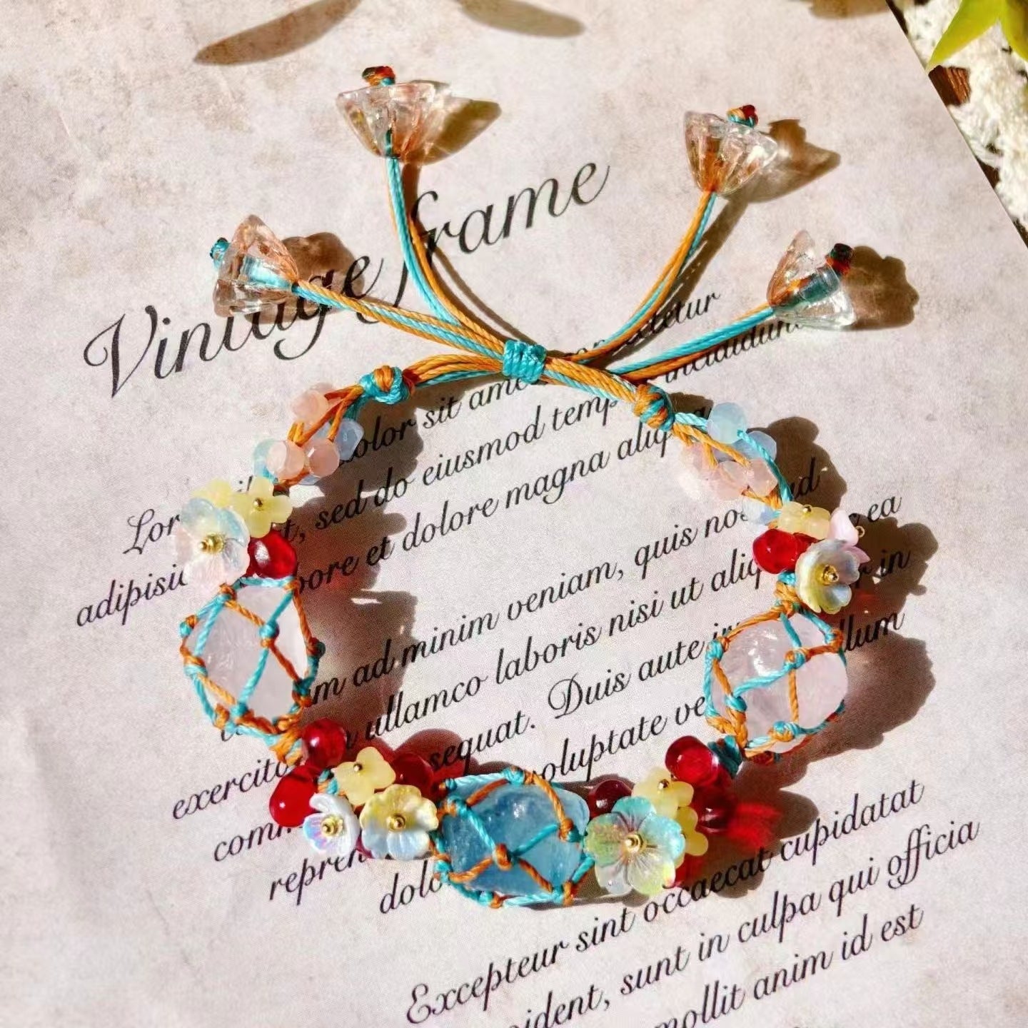 Crystal garland bracelet handwoven bracelet