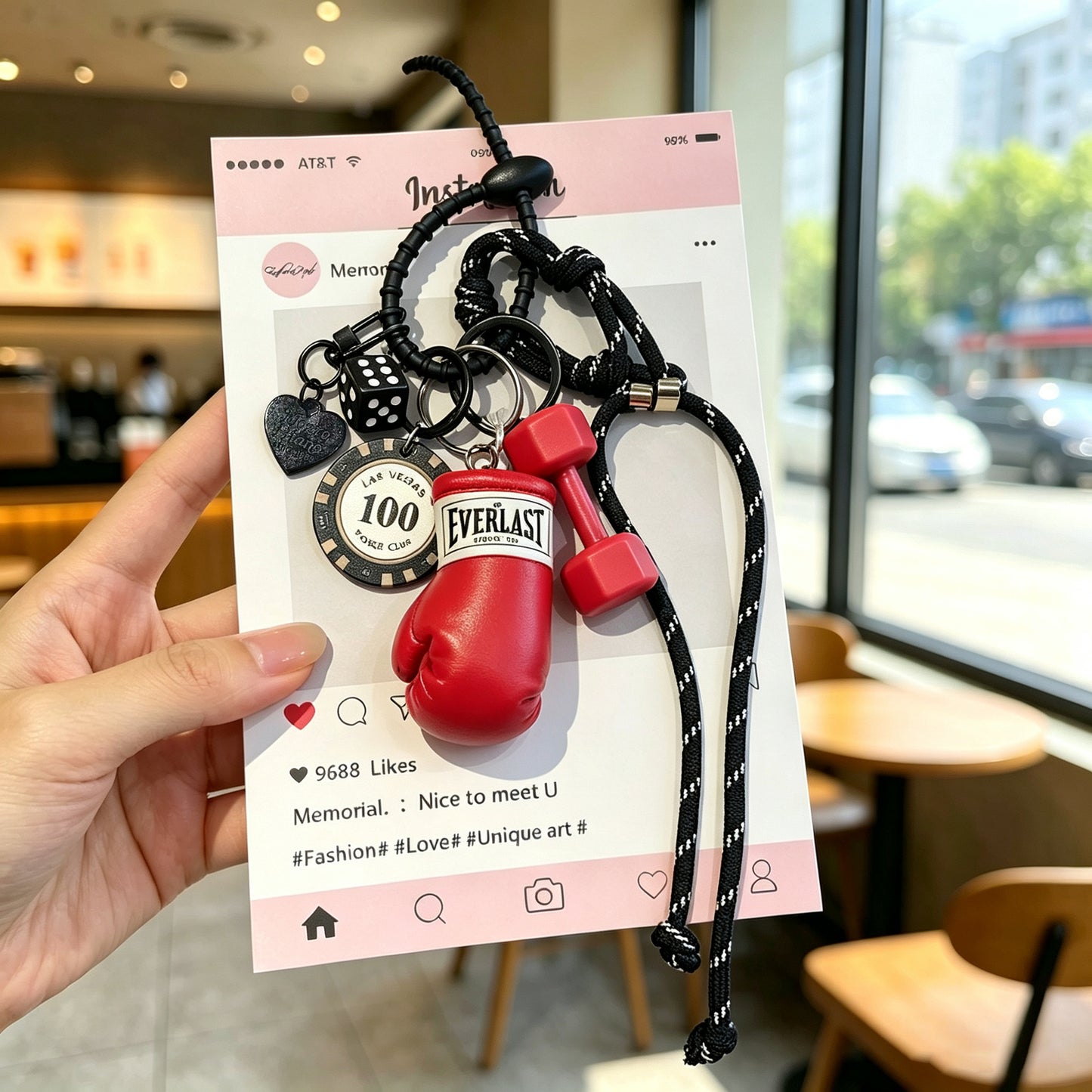 Creative Pink Dopamine Fitness Keychain