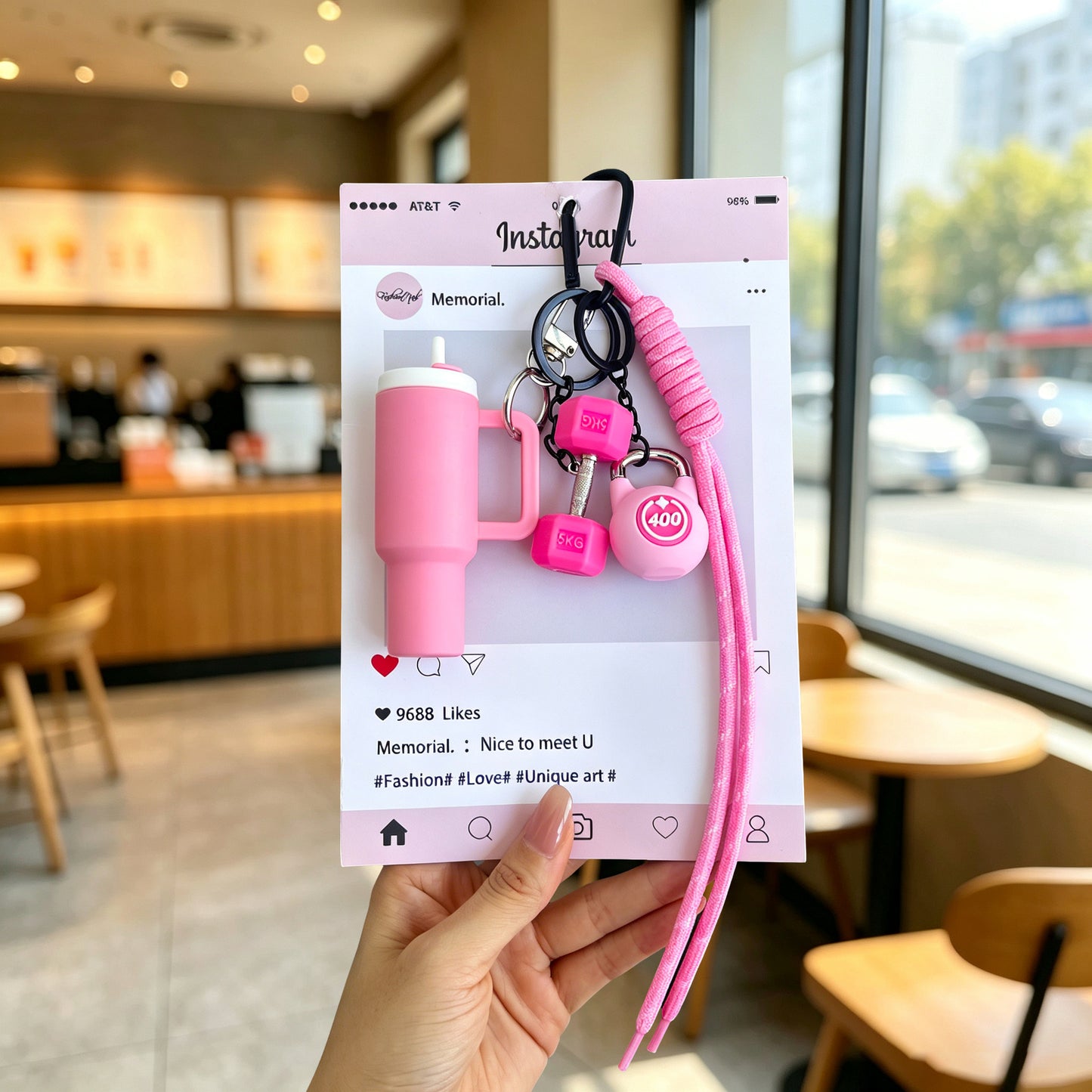 Creative Pink Dopamine Fitness Keychain