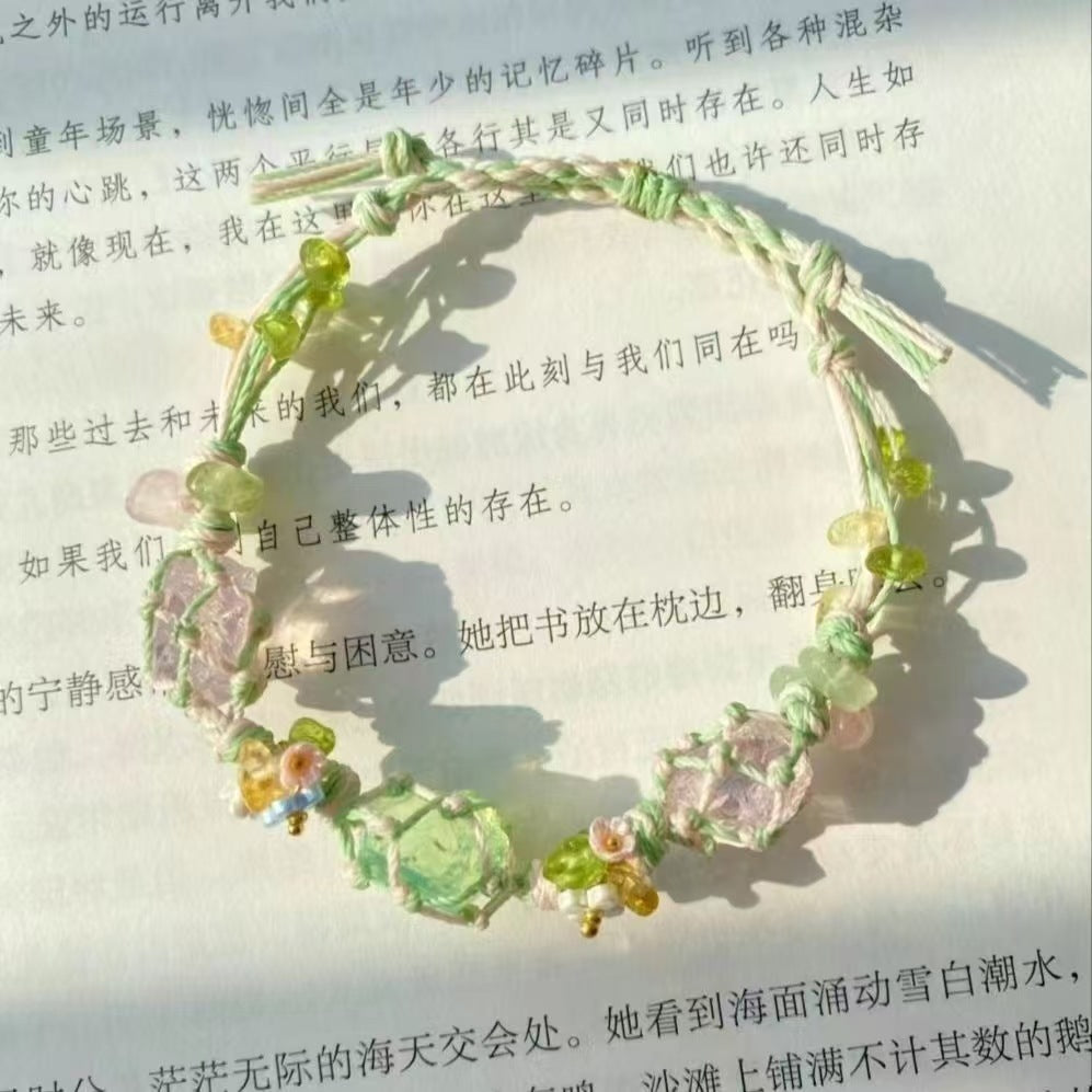 Crystal garland bracelet handwoven bracelet
