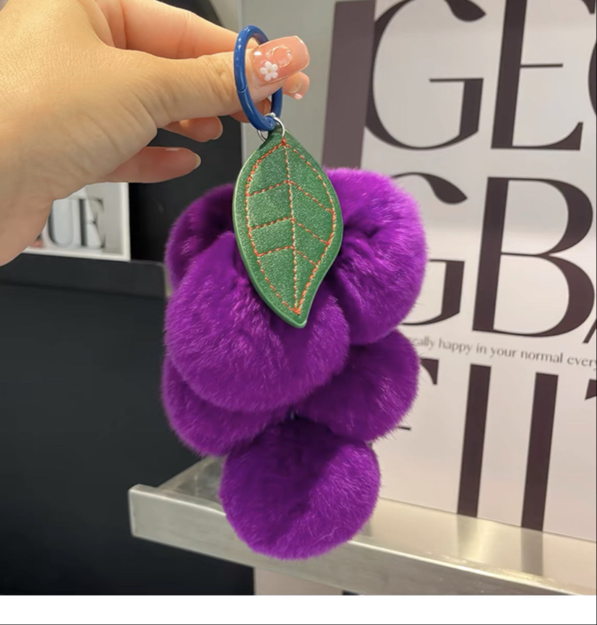 Cute Fluffy Plush Grape Bag Charm