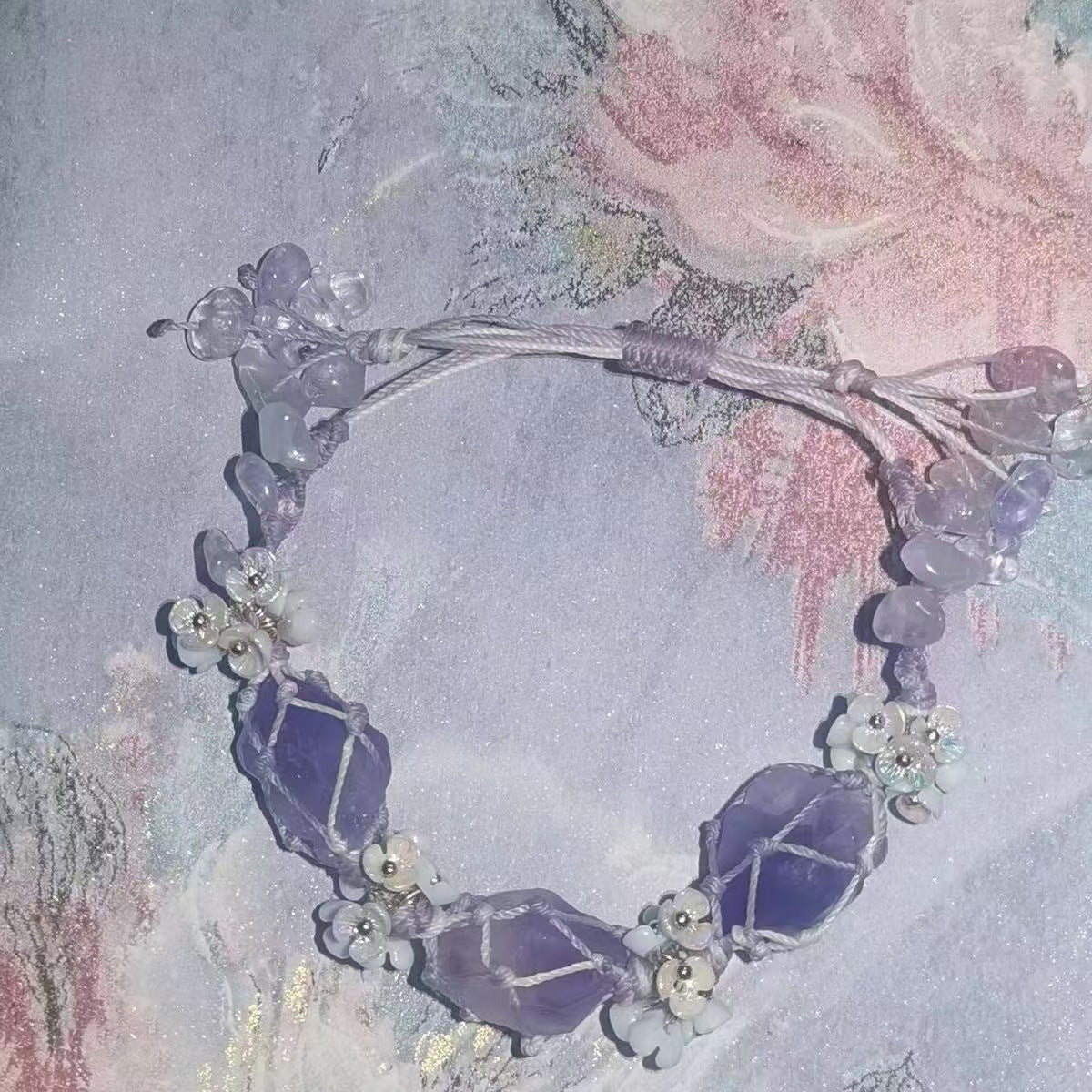 Crystal garland bracelet handwoven bracelet