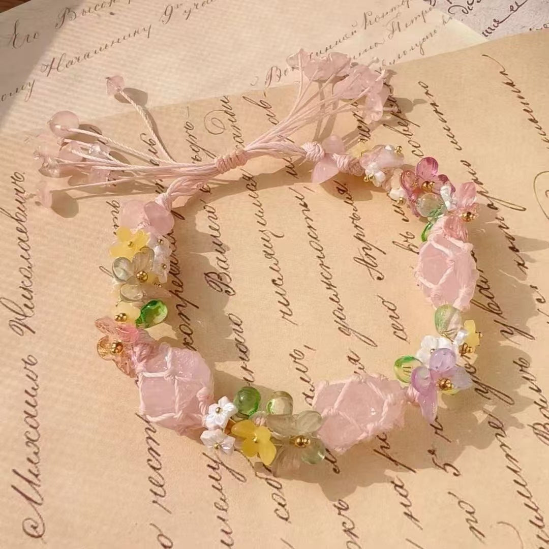 Crystal garland bracelet handwoven bracelet