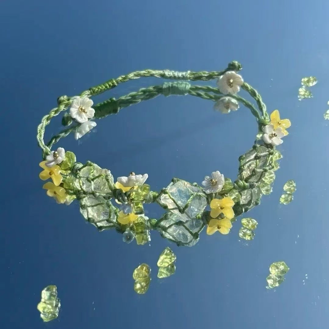 Crystal garland bracelet handwoven bracelet