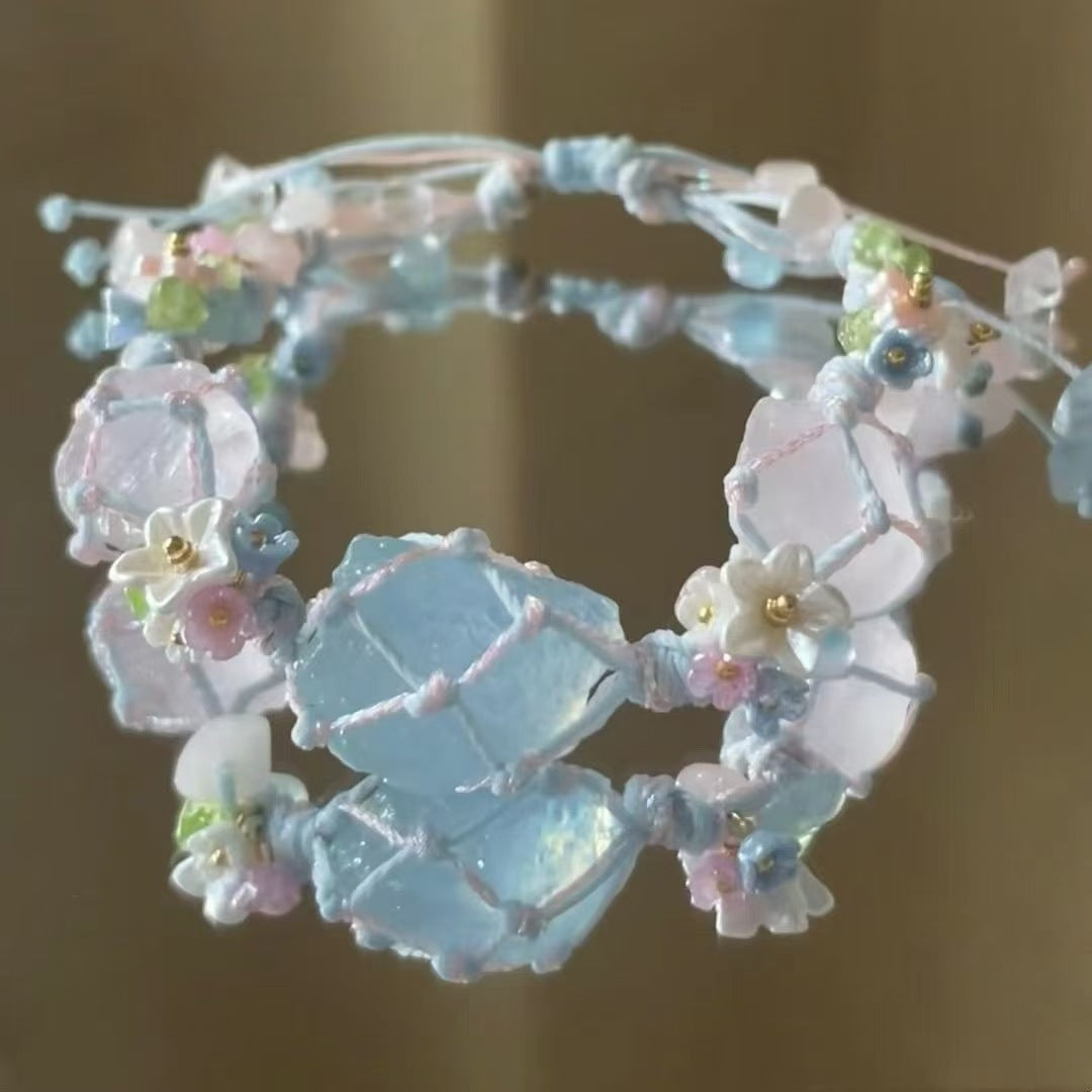 Crystal garland bracelet handwoven bracelet
