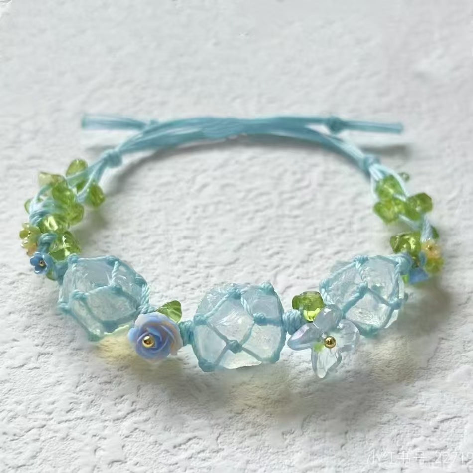 Crystal garland bracelet handwoven bracelet