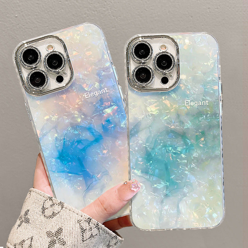 Blue and green blooming bracelet + mobile phone case shell pattern