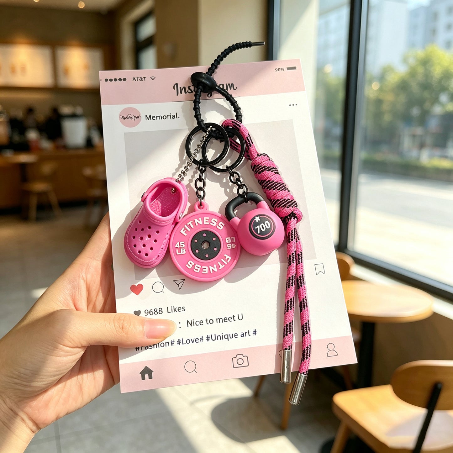 Creative Pink Dopamine Fitness Keychain