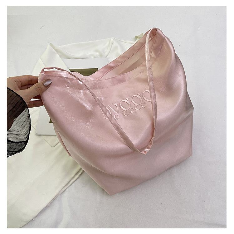Silky Satin Reversible Commute Shoulder Bag