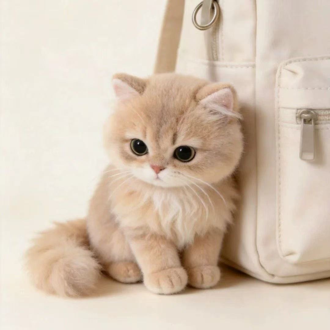 Ultra-Cute Realistic Kitten Plush Keychain