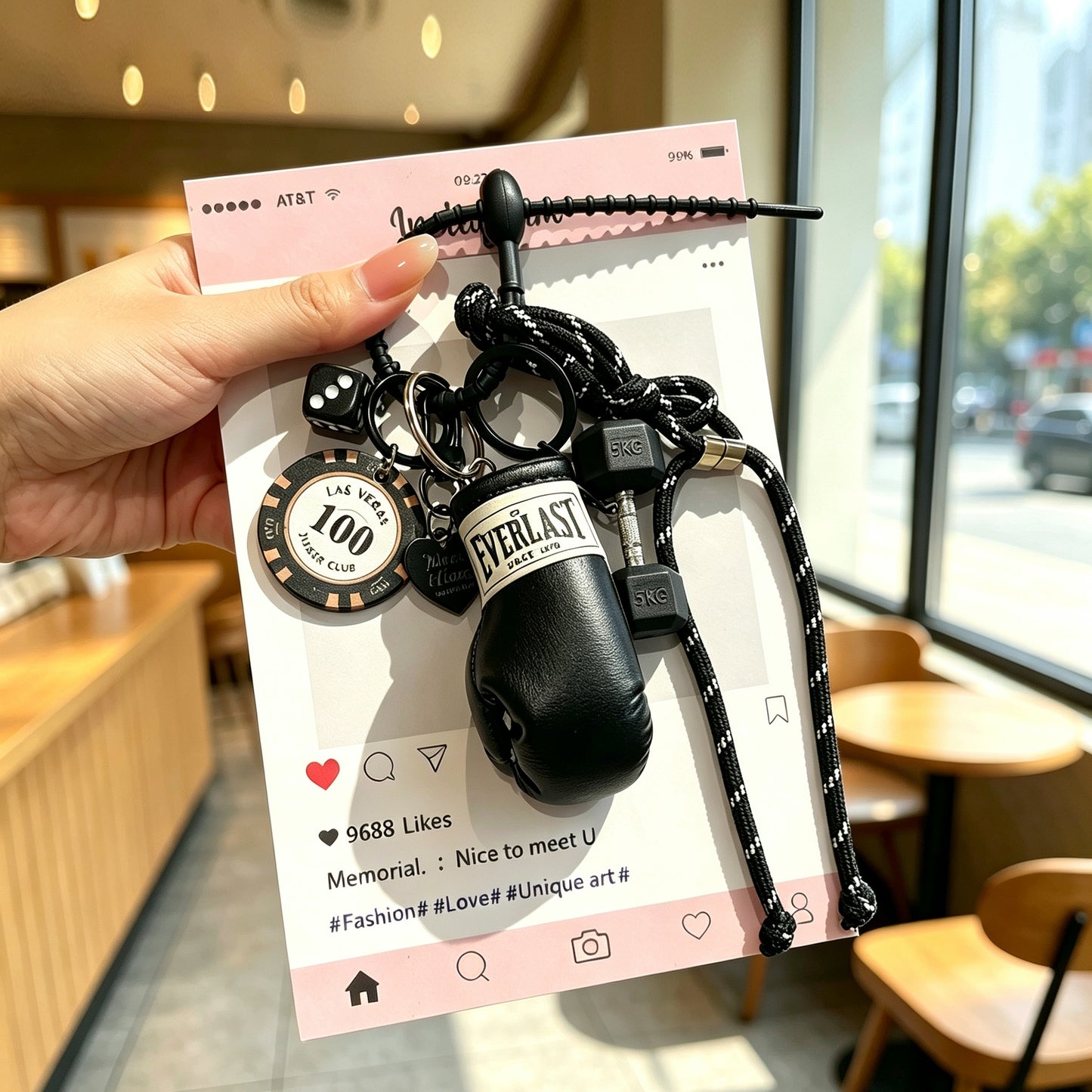 Creative Pink Dopamine Fitness Keychain