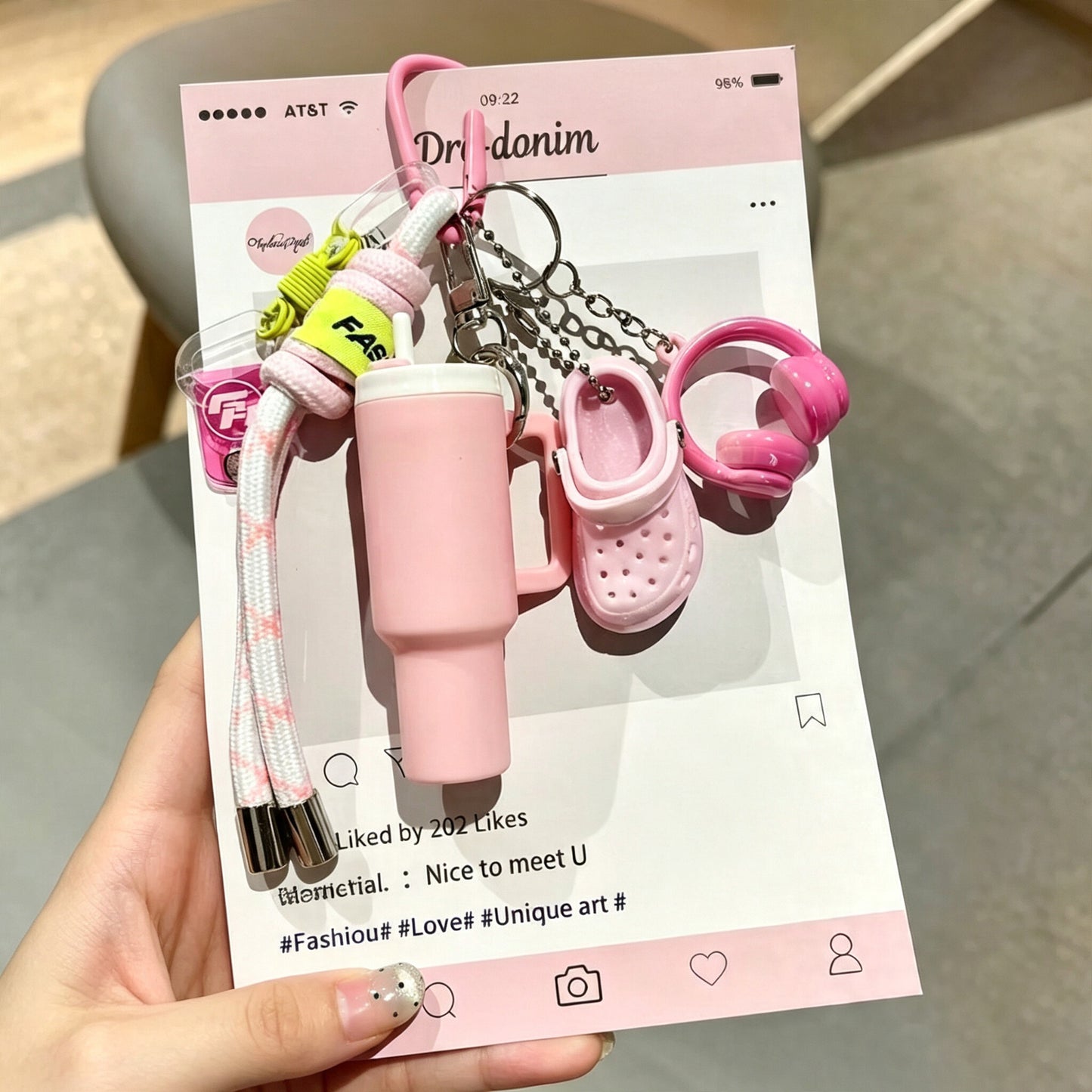 Creative Pink Dopamine Fitness Keychain