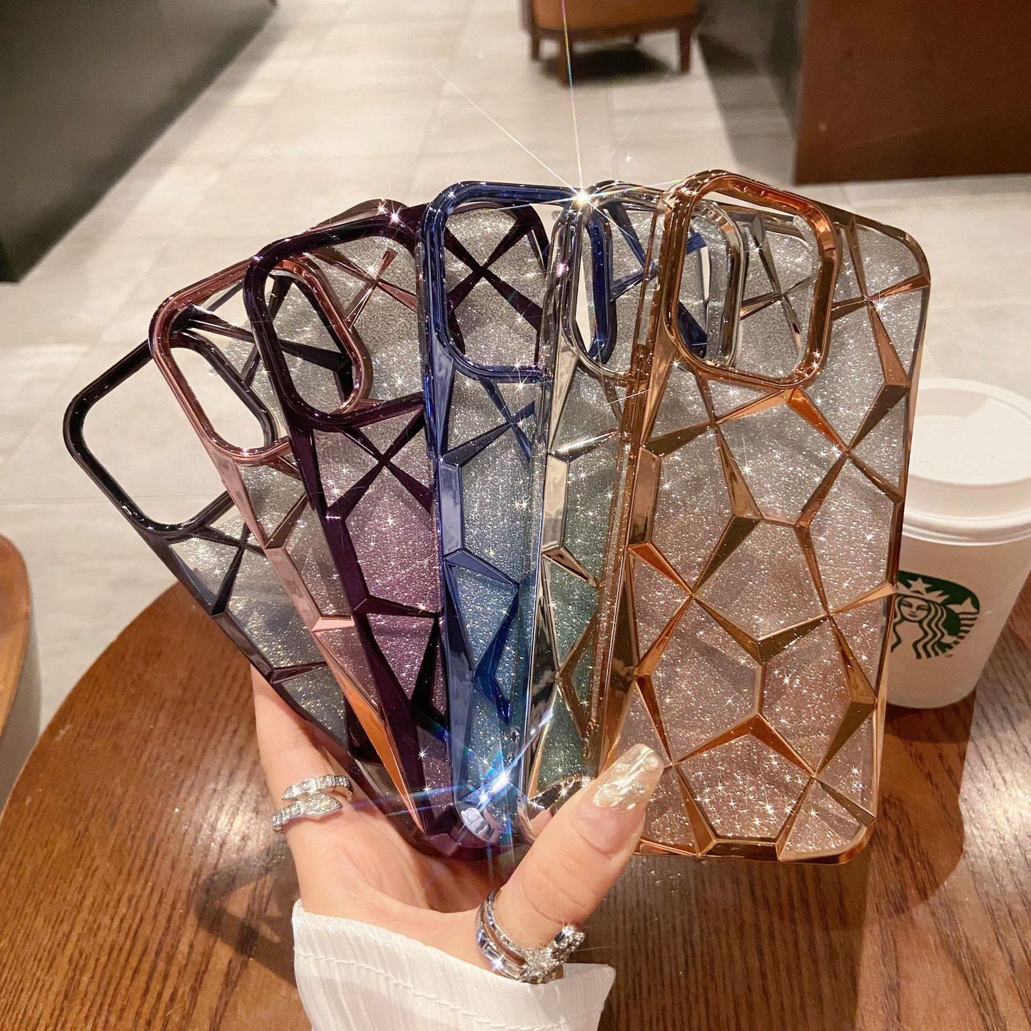 Electroplated Diamond Lattice Glitter Phone Case