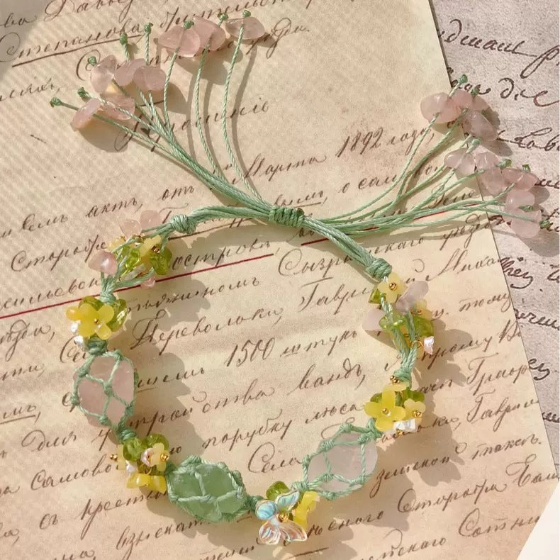 Crystal garland bracelet handwoven bracelet