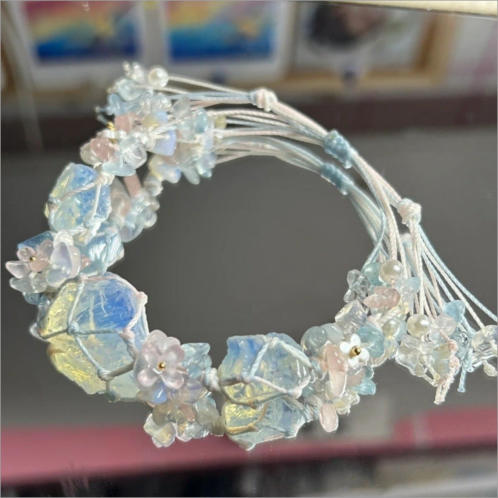 Crystal garland bracelet handwoven bracelet