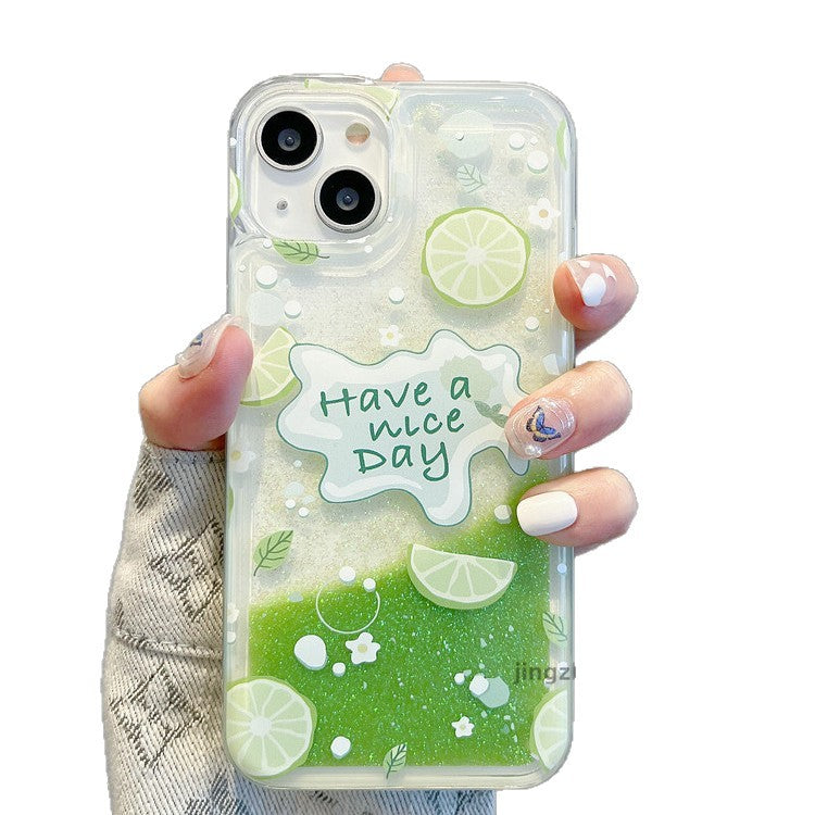 Applicable to Apple phone case, new quicksand lemon peach