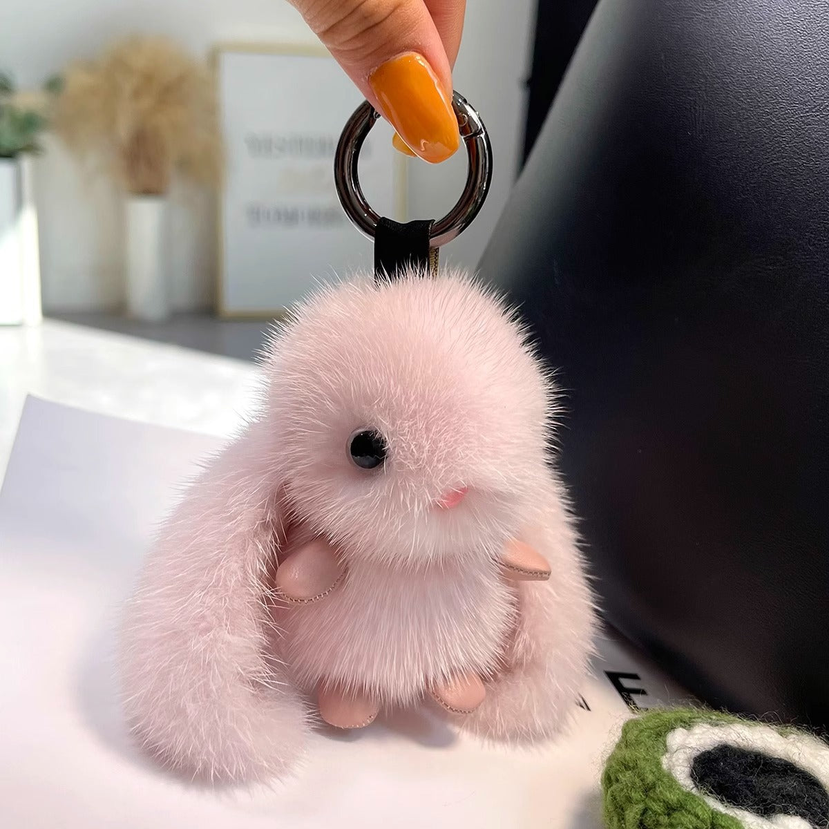 Cute Fluffy Plush Bunny Keychain