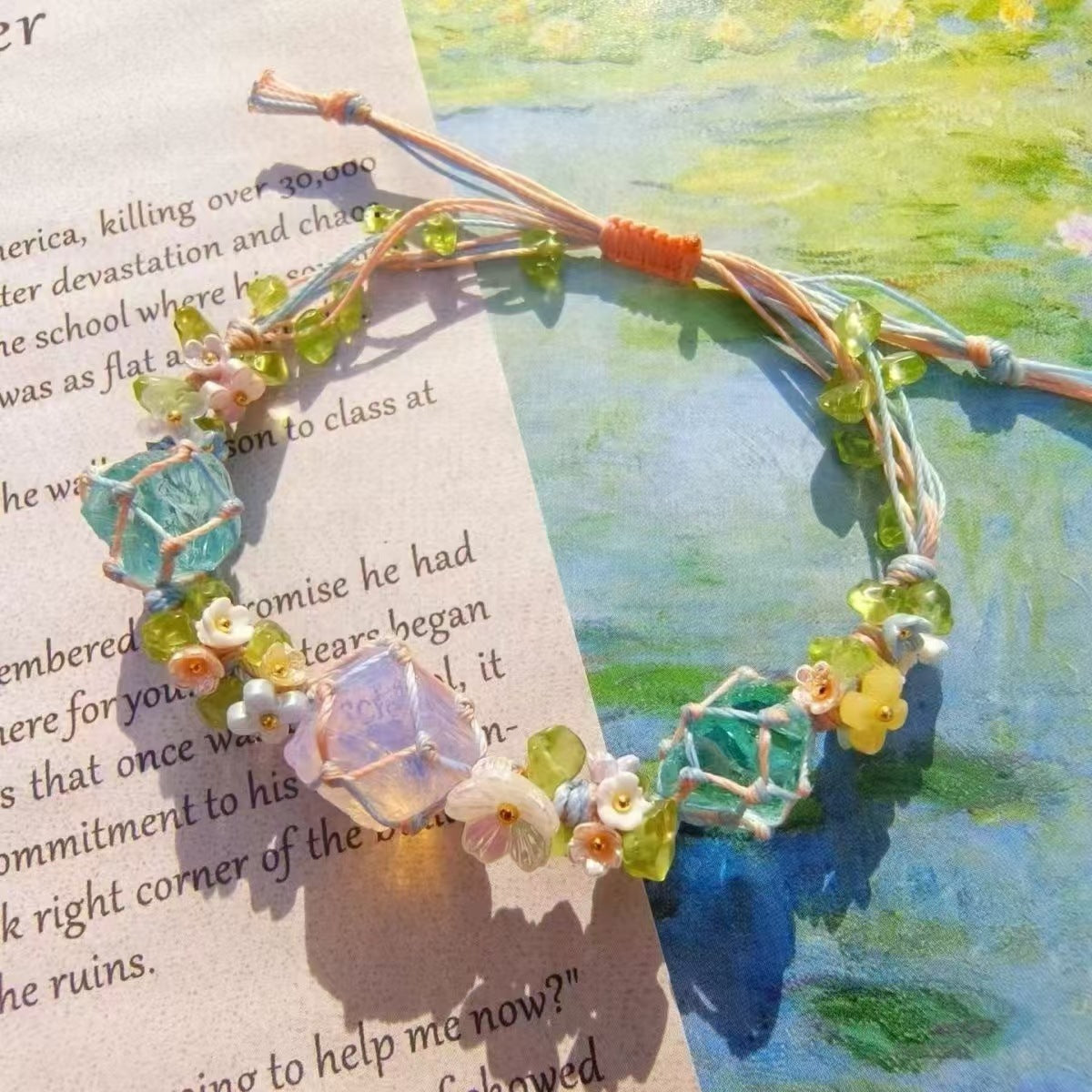 Crystal garland bracelet handwoven bracelet