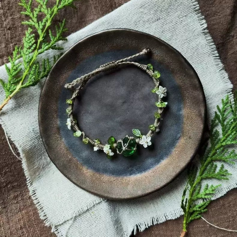 Crystal garland bracelet handwoven bracelet