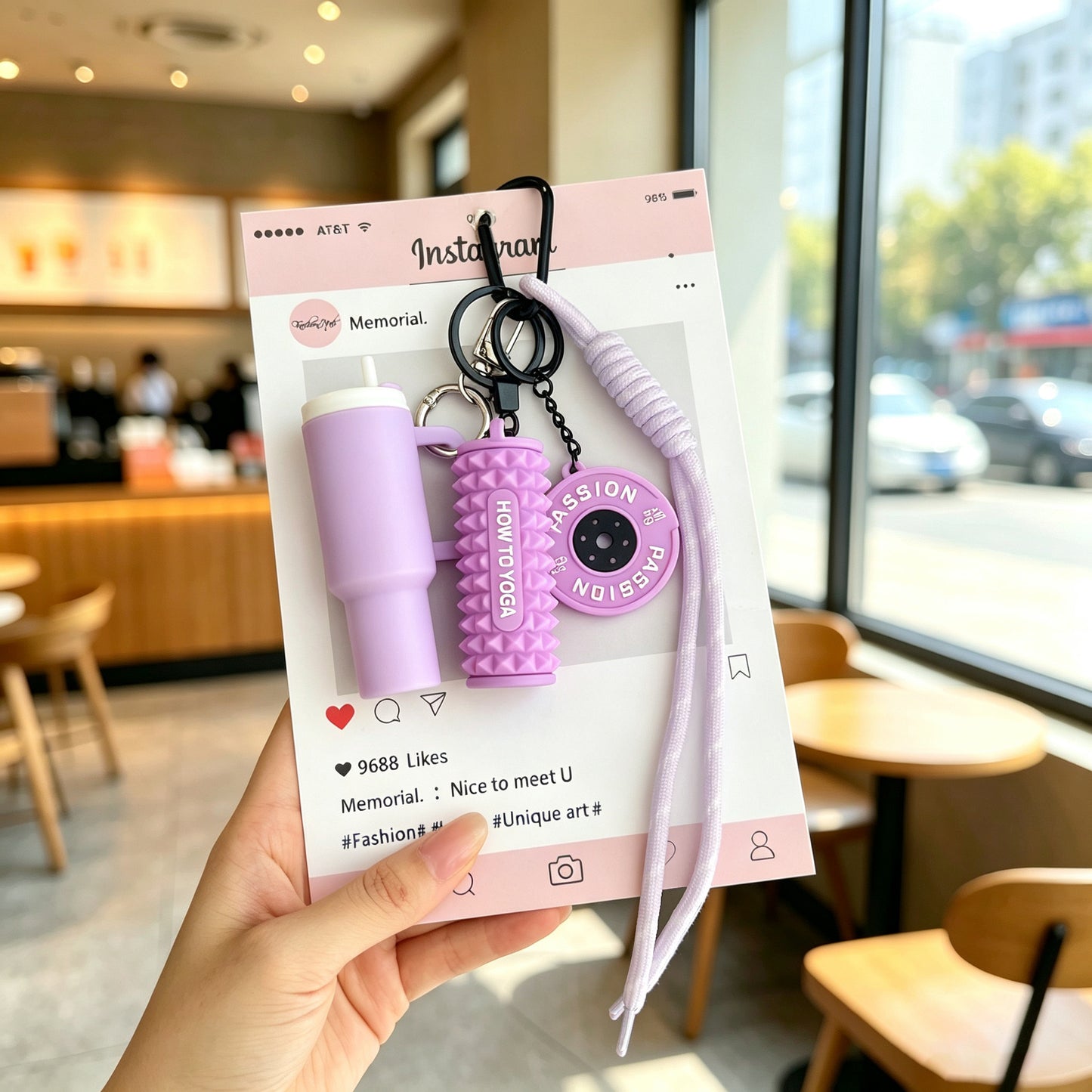 Creative Pink Dopamine Fitness Keychain