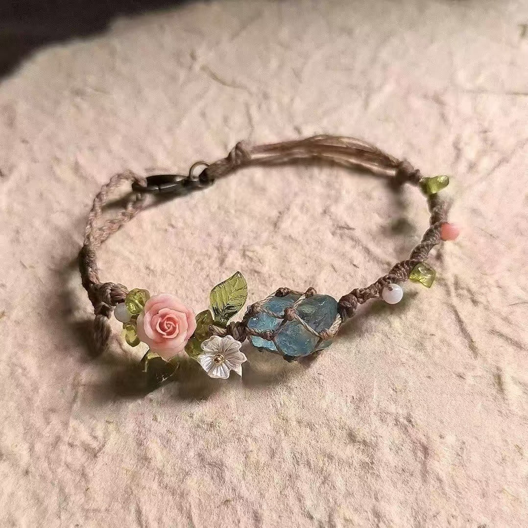 Crystal garland bracelet handwoven bracelet