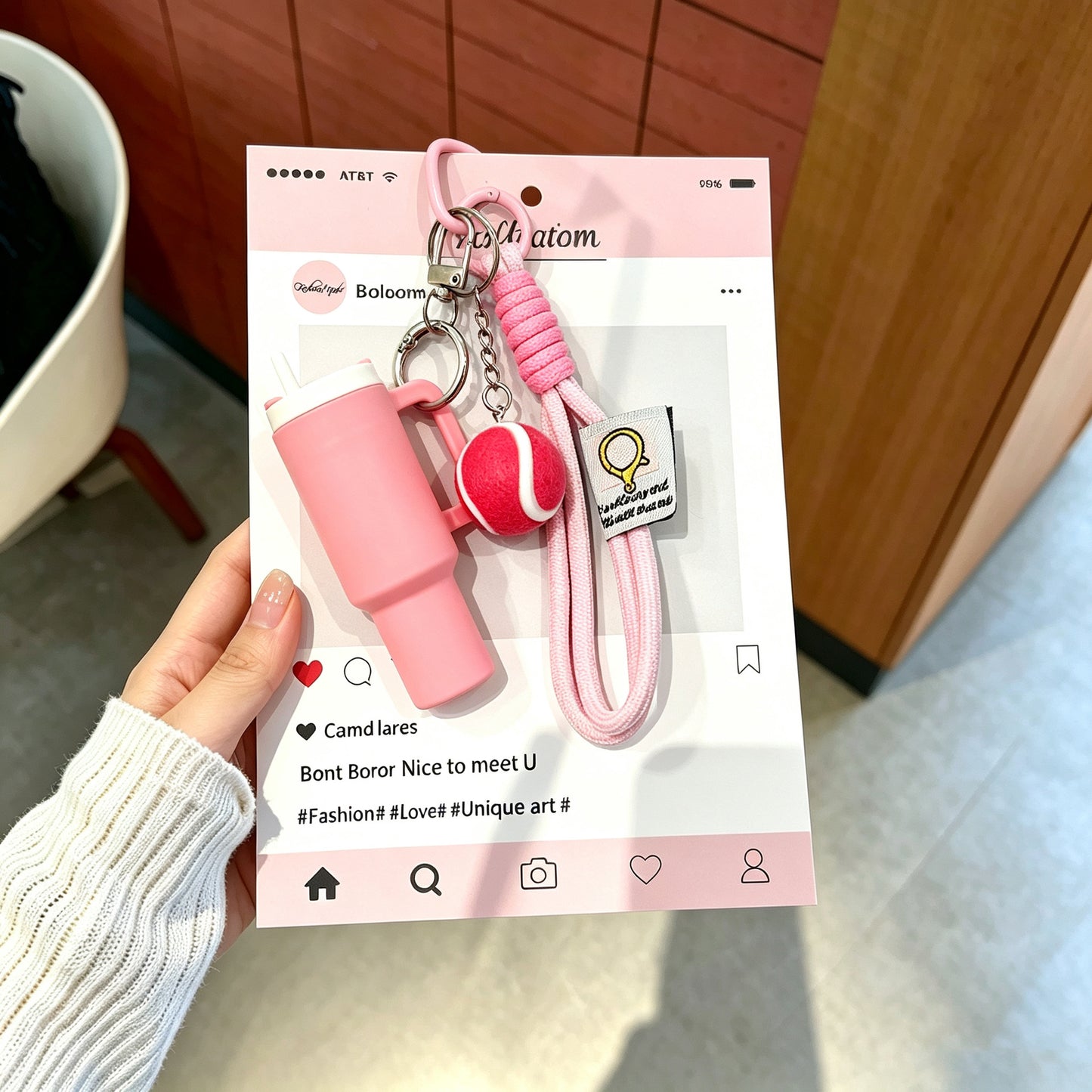 Creative Pink Dopamine Fitness Keychain