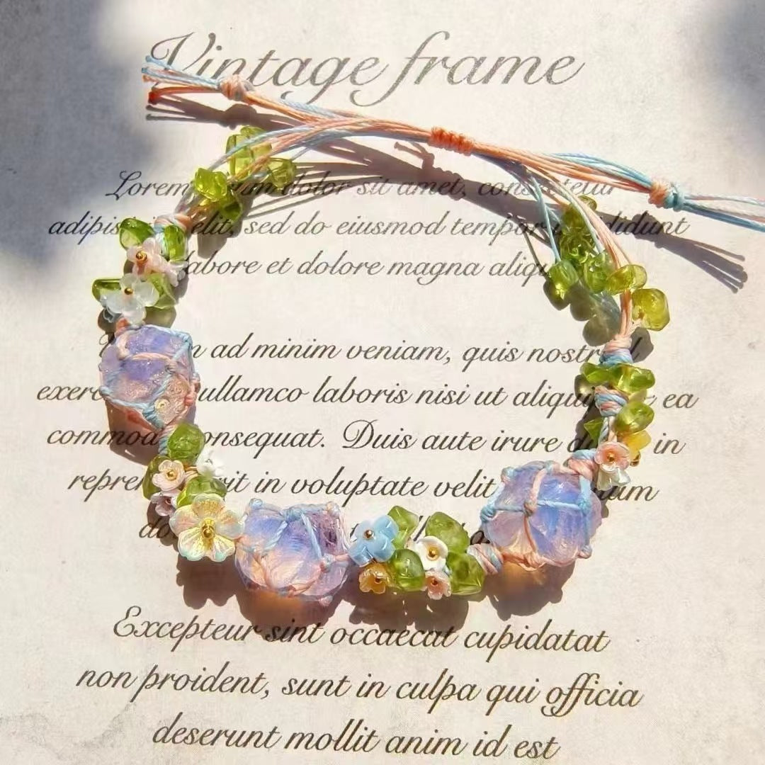 Crystal garland bracelet handwoven bracelet