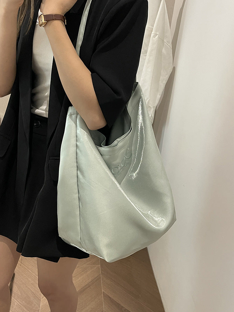 Silky Satin Reversible Commute Shoulder Bag