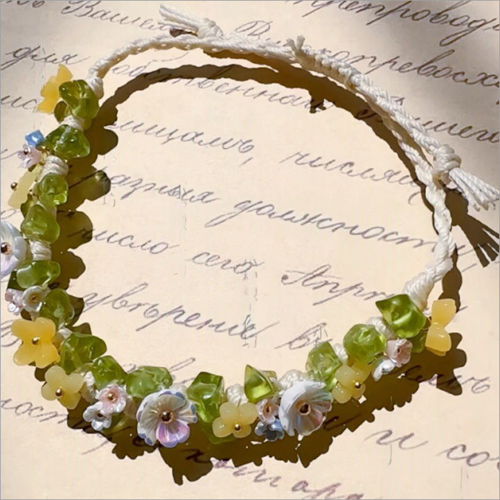 Crystal garland bracelet handwoven bracelet
