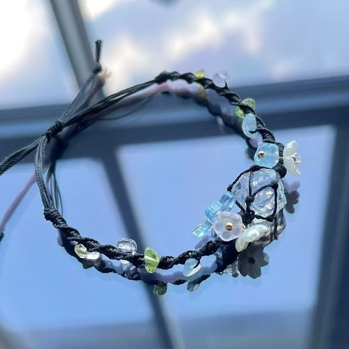 Crystal garland bracelet handwoven bracelet