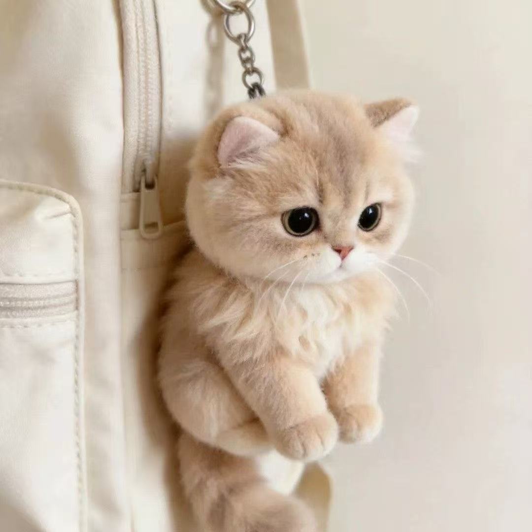Ultra-Cute Realistic Kitten Plush Keychain