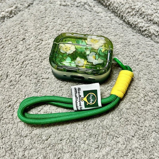AirPods Pro 3 Case - Cartoon Oil Painting Design with Green Lanyard