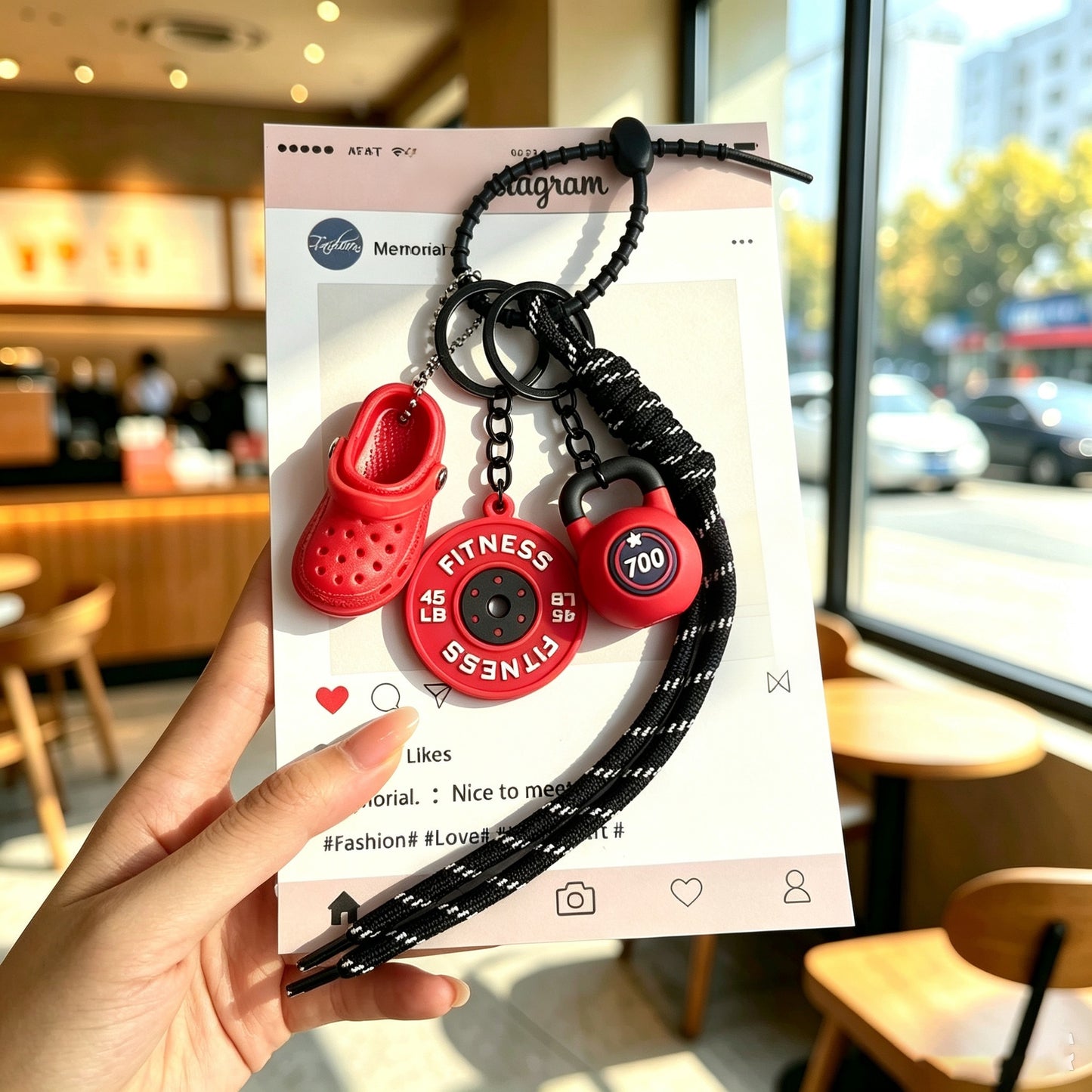 Creative Pink Dopamine Fitness Keychain