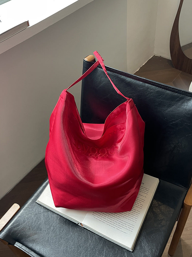 Silky Satin Reversible Commute Shoulder Bag