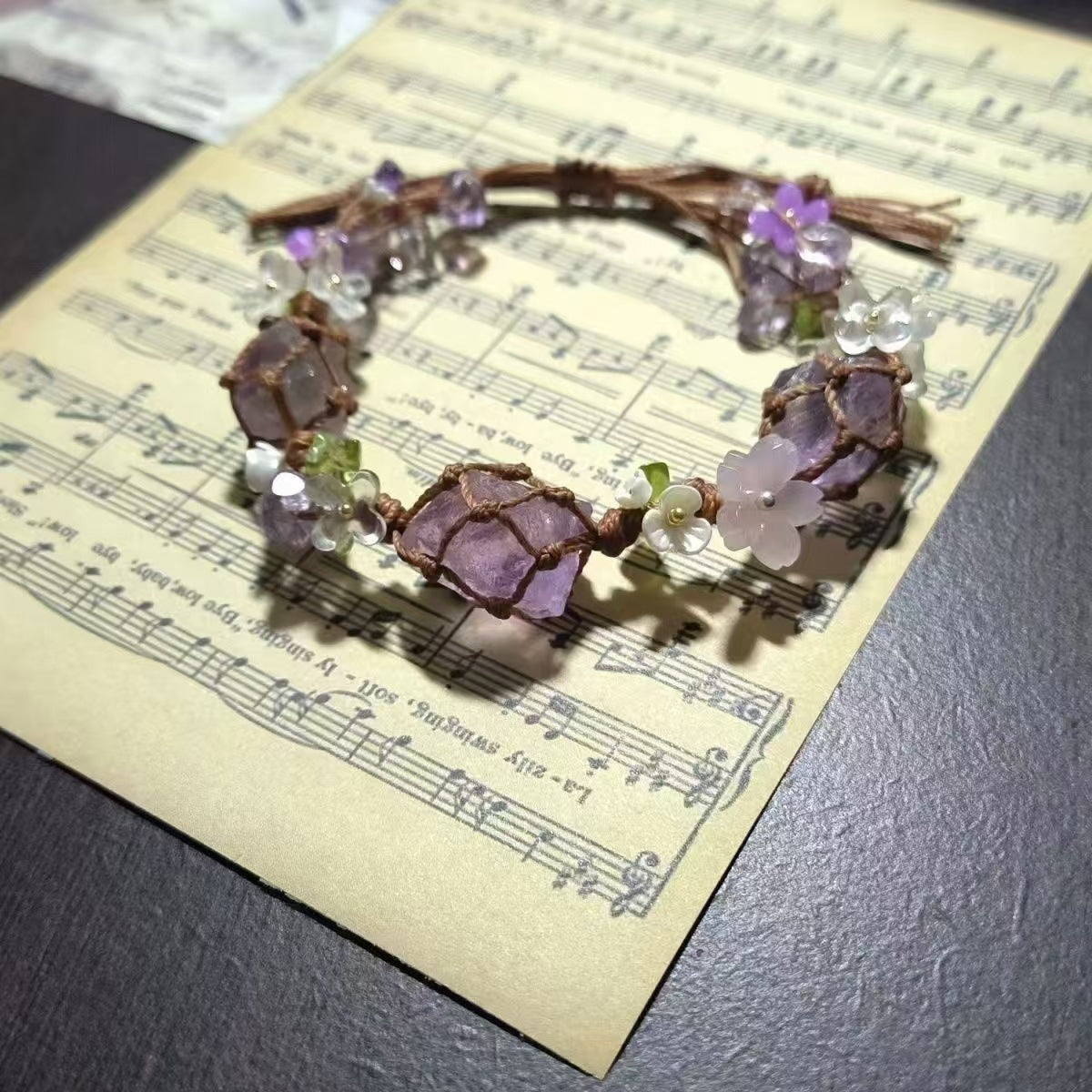 Crystal garland bracelet handwoven bracelet