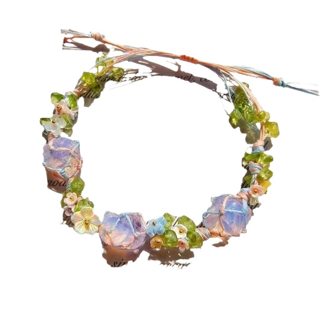 Crystal garland bracelet handwoven bracelet