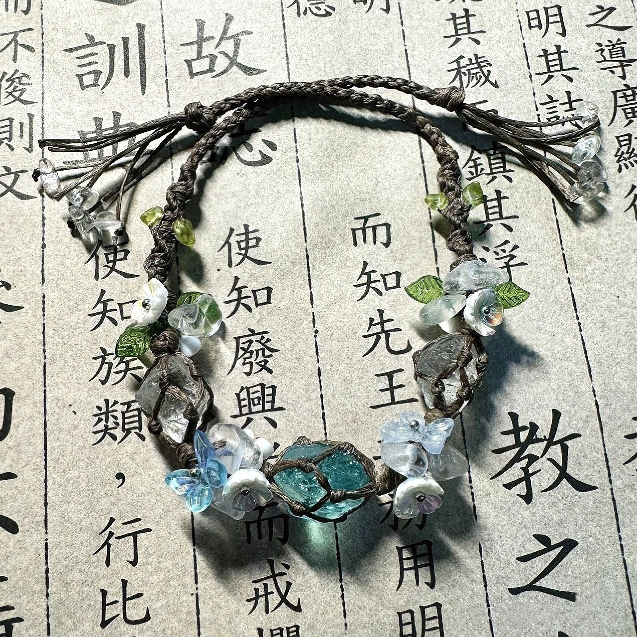 Crystal garland bracelet handwoven bracelet