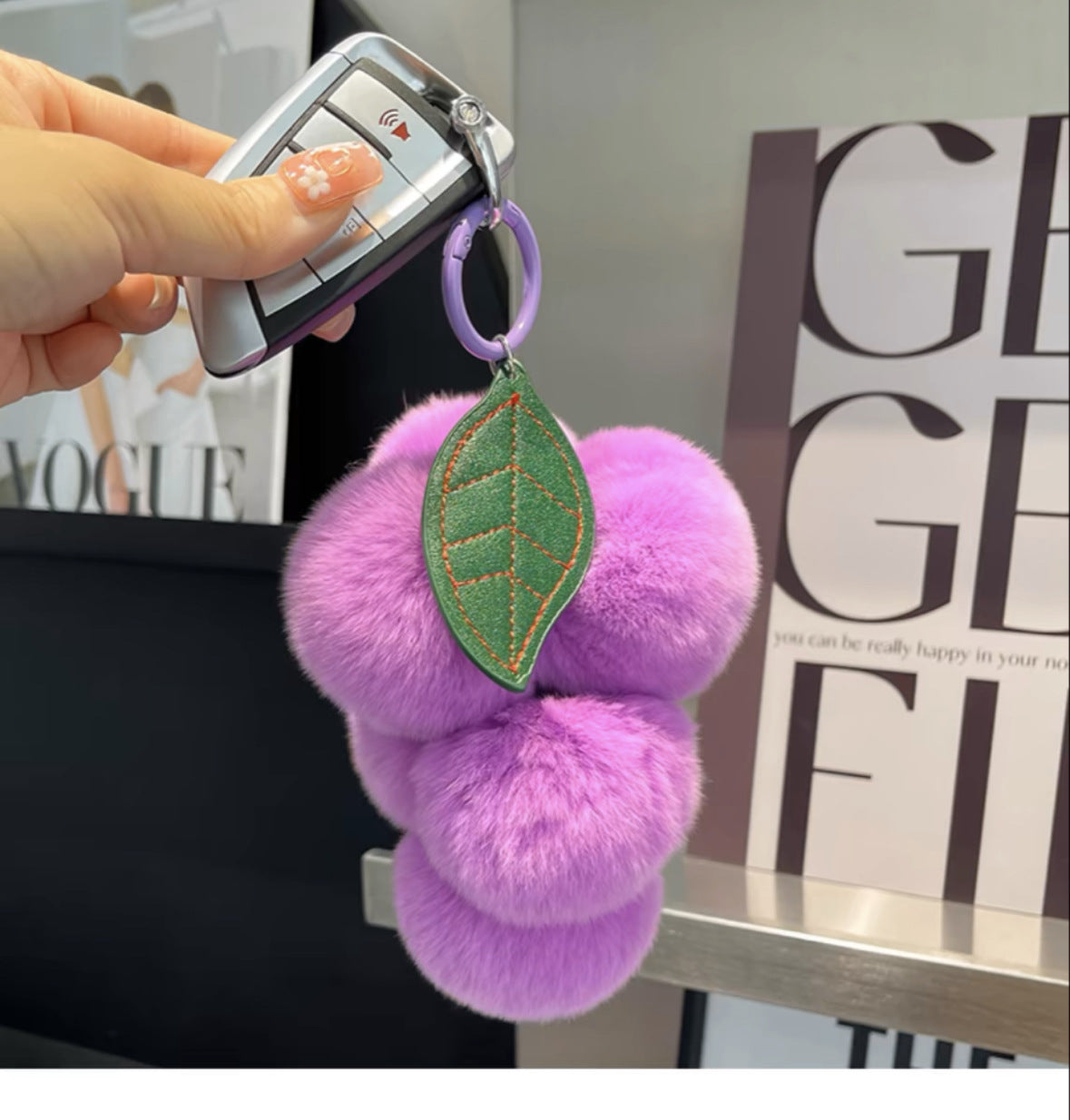 Cute Fluffy Plush Grape Bag Charm