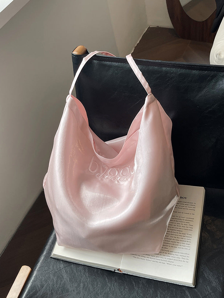 Silky Satin Reversible Commute Shoulder Bag