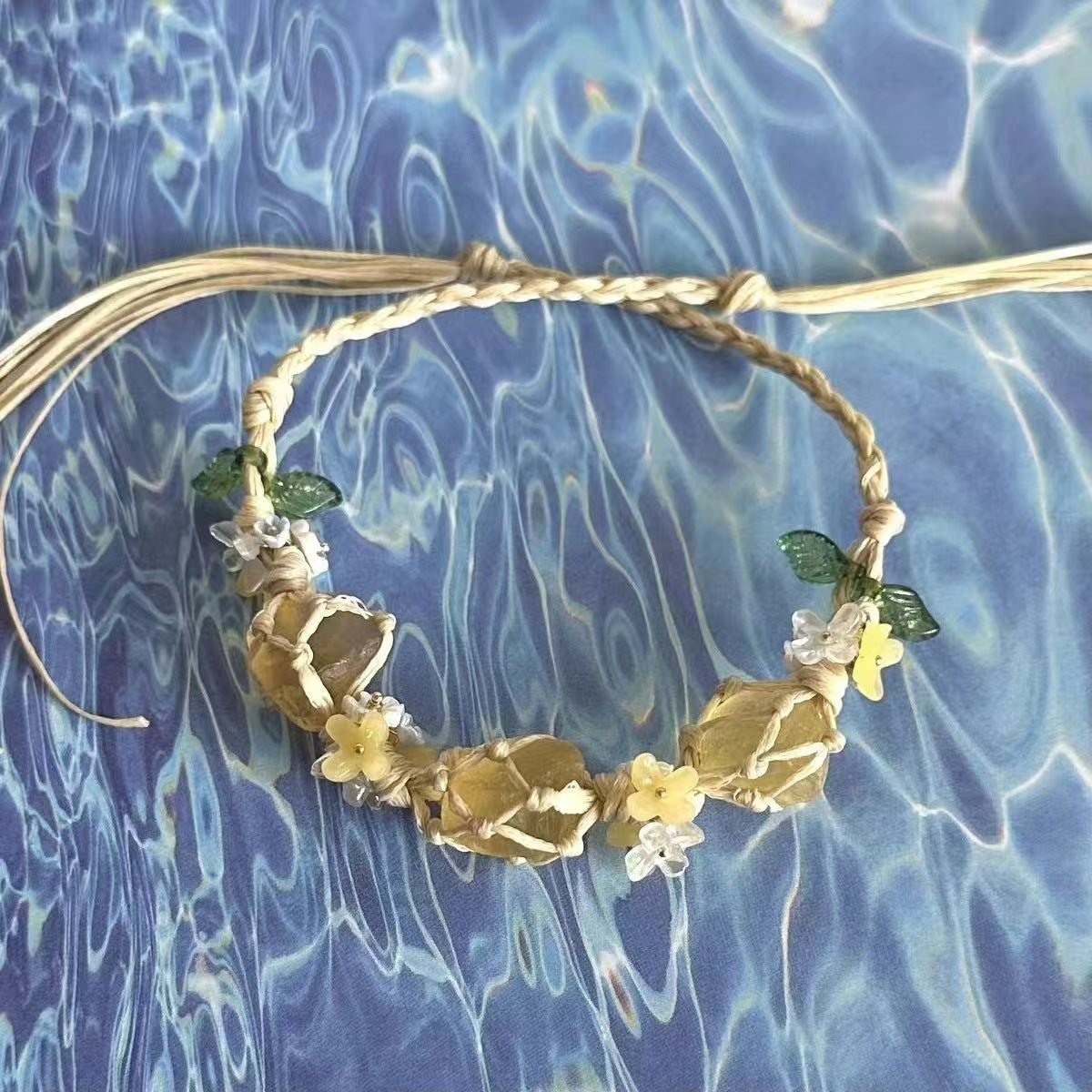 Crystal garland bracelet handwoven bracelet