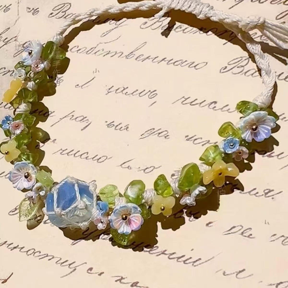 Crystal garland bracelet handwoven bracelet